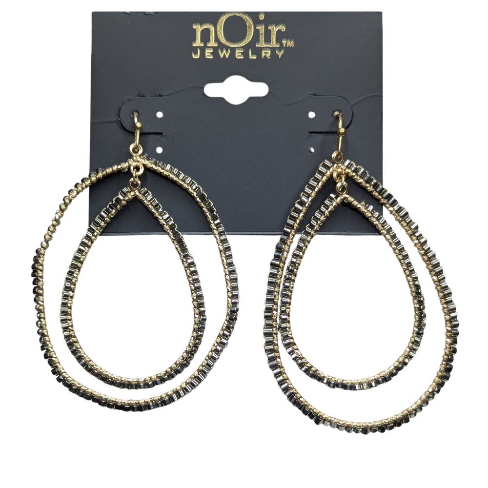 nOir Gold Bead Double Hoop Earrings